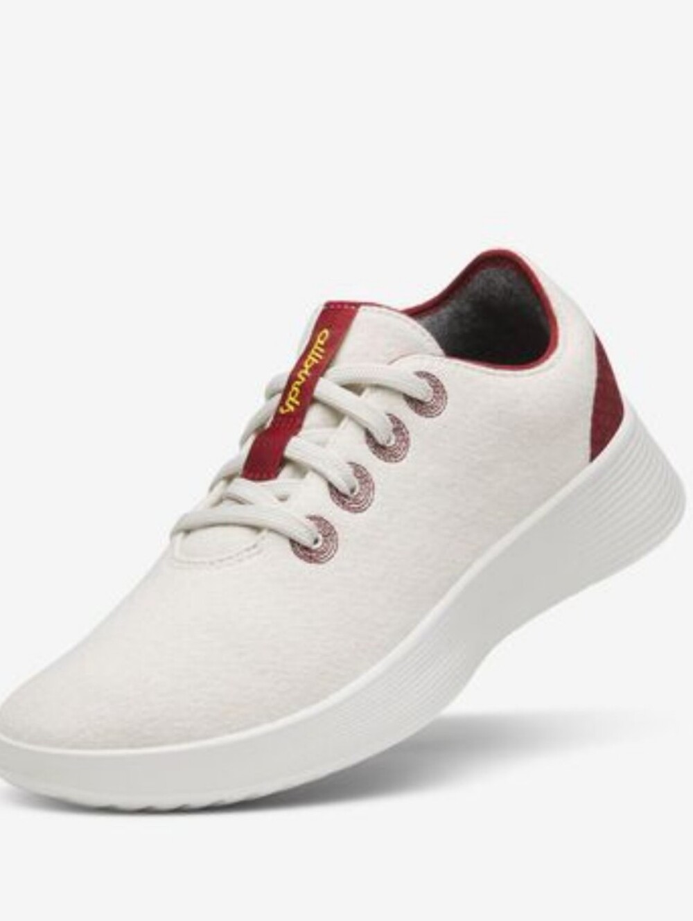 NEW Allbirds Men's Wool Runner 2 Beige Hush Blanc Sole 13.5 Cream & Burgundy